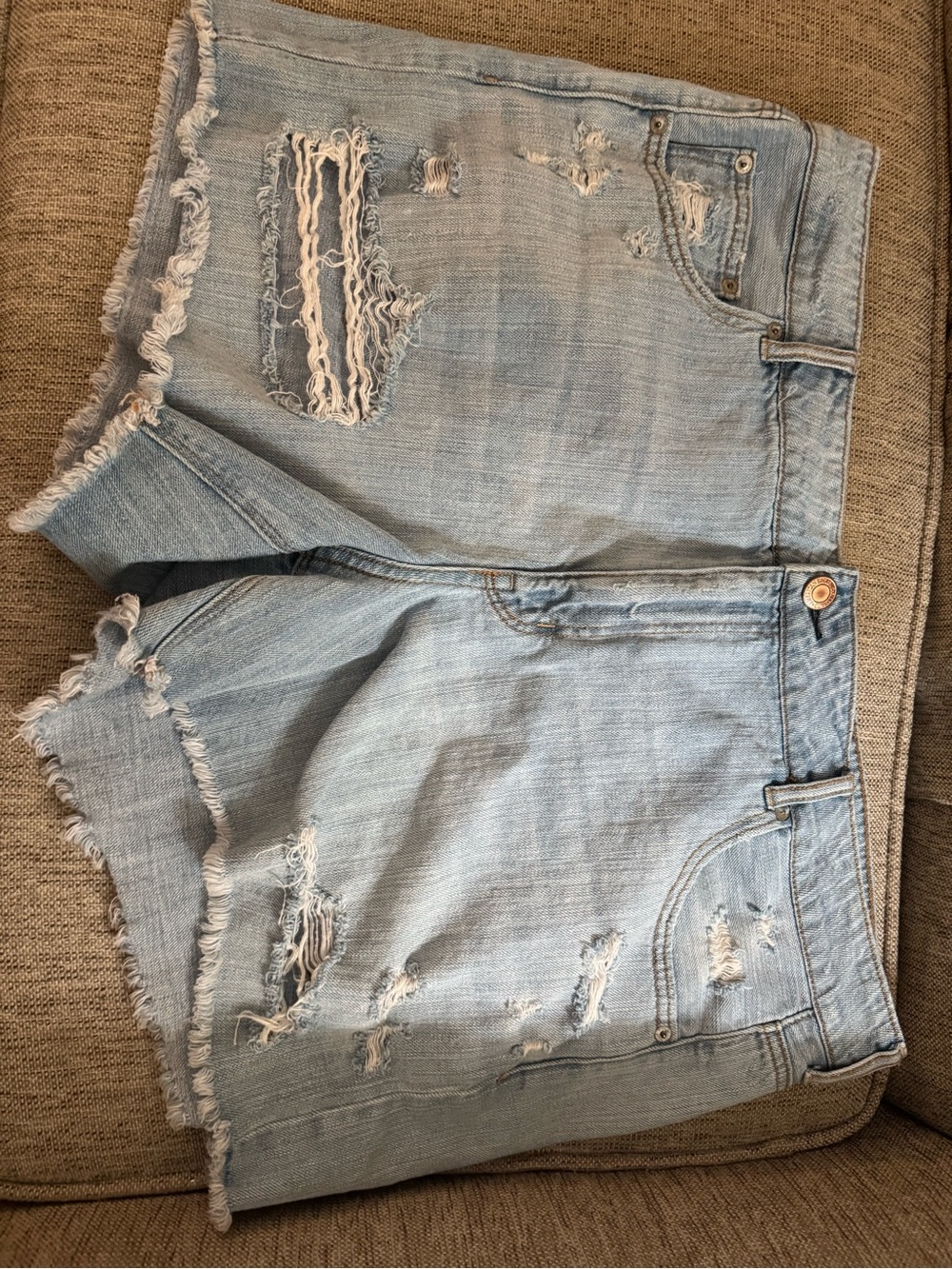 American Eagle Outfitters Light Blue Distressed Denim Cutoff Shorts